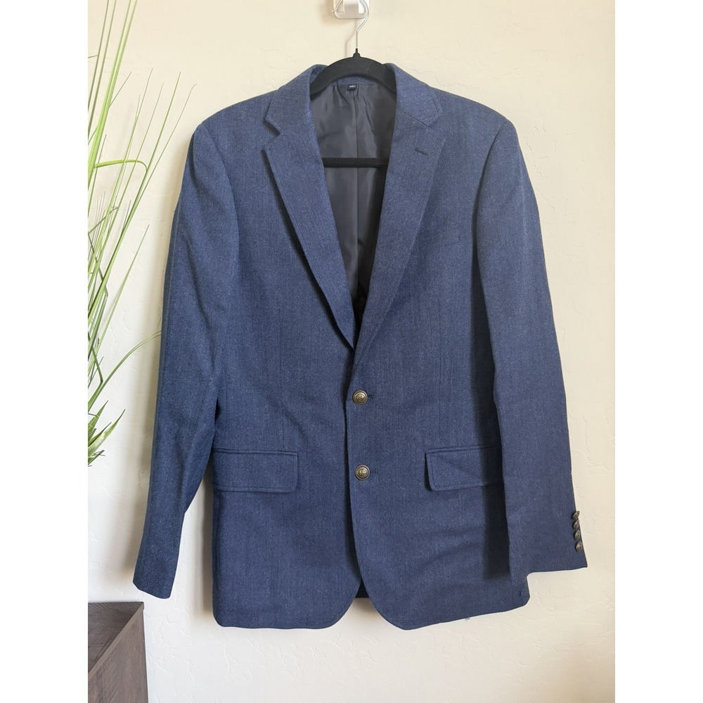 J.CREW Thompson University Blazer Blue Twill 36R 2-Button Single Vent Notch